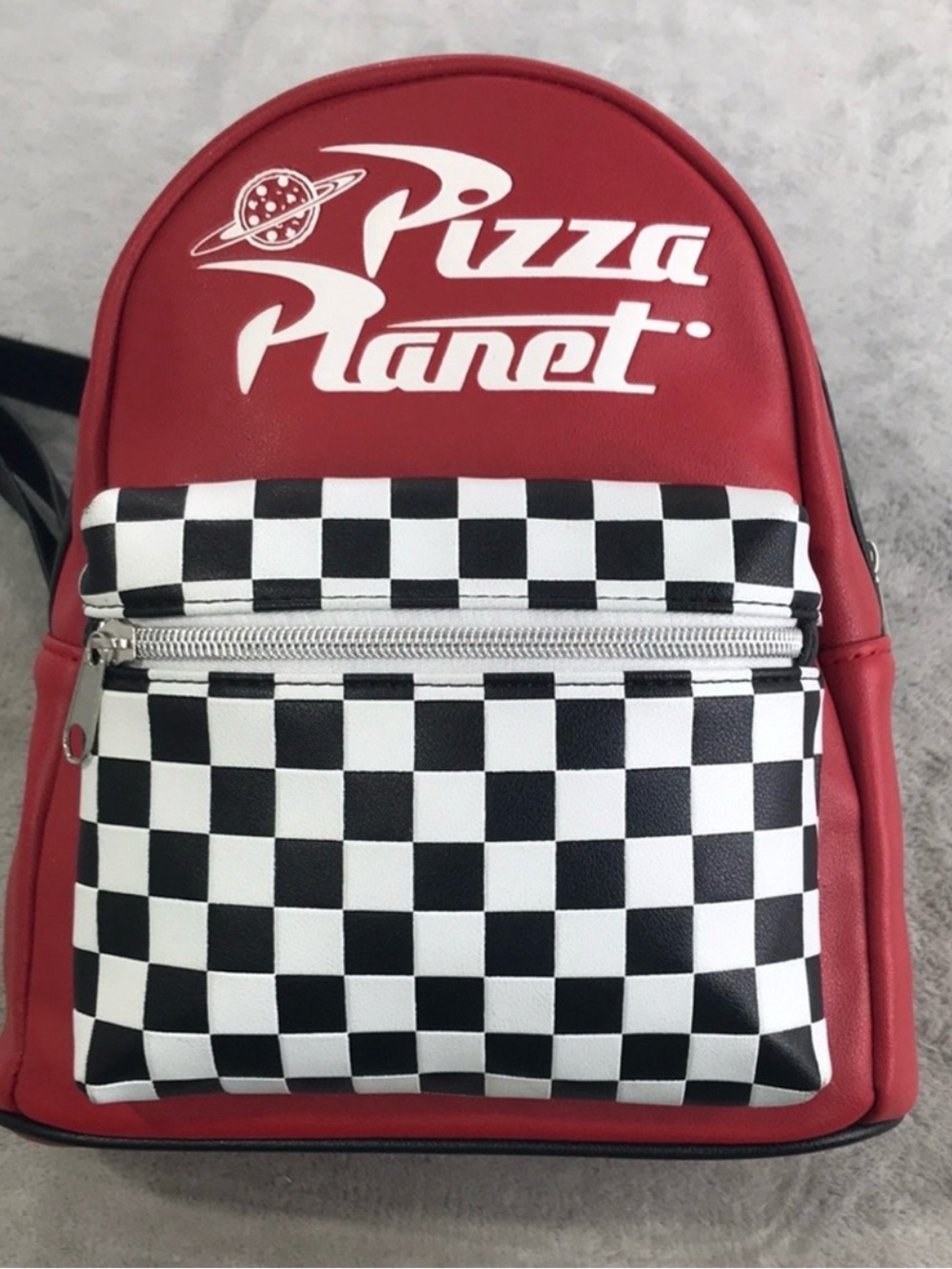 Loungefly Red Pizza Planet Checkerboard Mini Backpack
